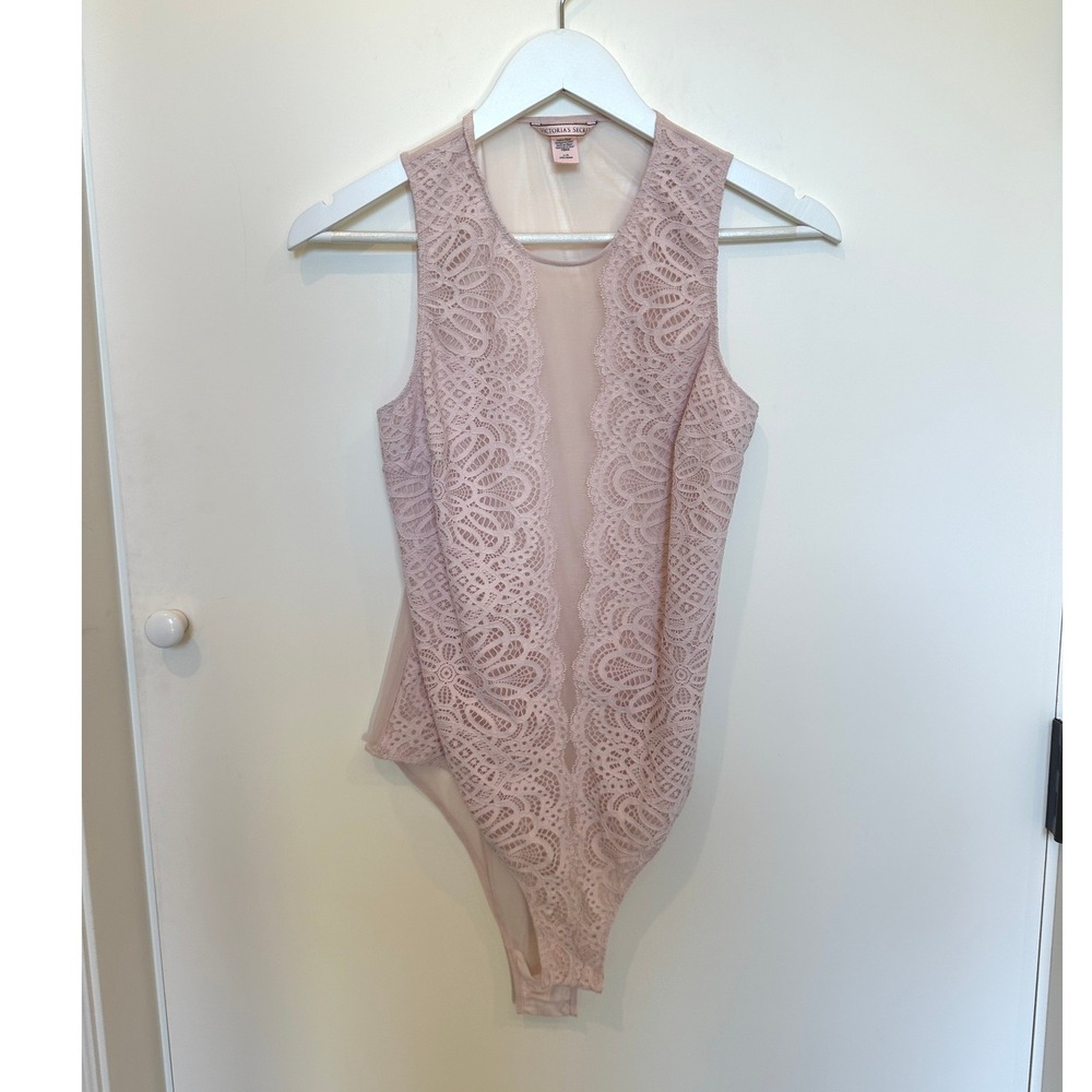 Victoria's Secret Pink Lace Sheer Bodysuit Teddy L G
